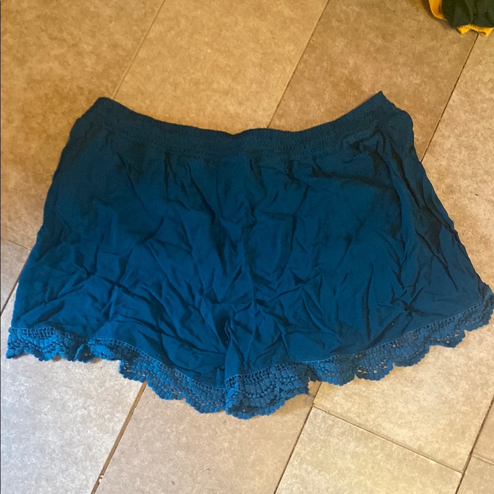 Blue Lace Trim Shorts